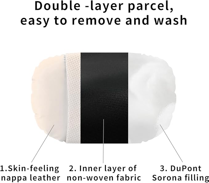 2 Pcs Car Headrest Neck Pillow for Driving,Premium Skin-Feeling Napa Leather Soft and Comfortable Headrest,Two Gears of Height Adjustment Car Seat Headrest Pillow Car Interior Accessories