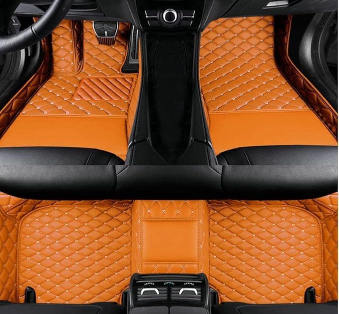 Custome Car Mats Accessories All Weather Floor mats Compatible with Automotive Floor Mats Passenger car mats (Orange)