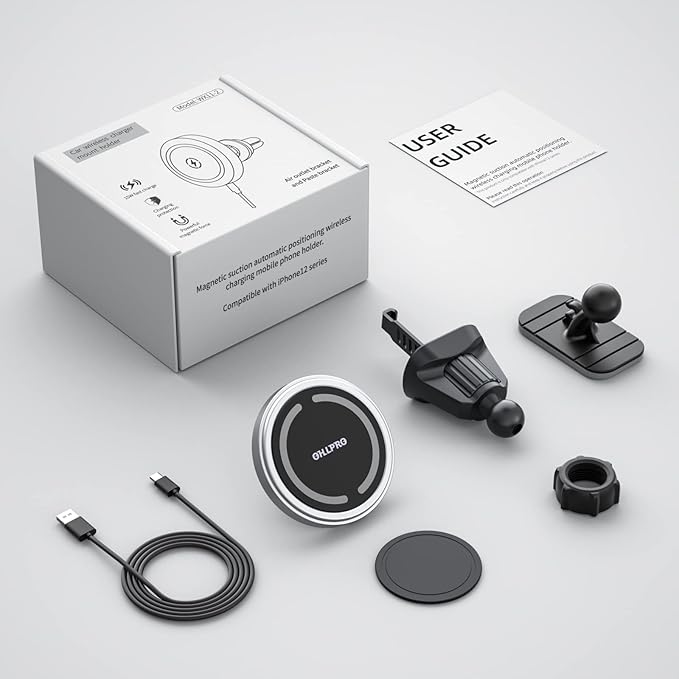 OHLPRO for MagSafe Car Mount Charger iPhone Wireless Car Charger, Stick on Dashboard Magnetic Phone Holder Mount for iPhone 17 Pro Max 16 15 14 Series, 15W Fast Charging, Aluminum Shell