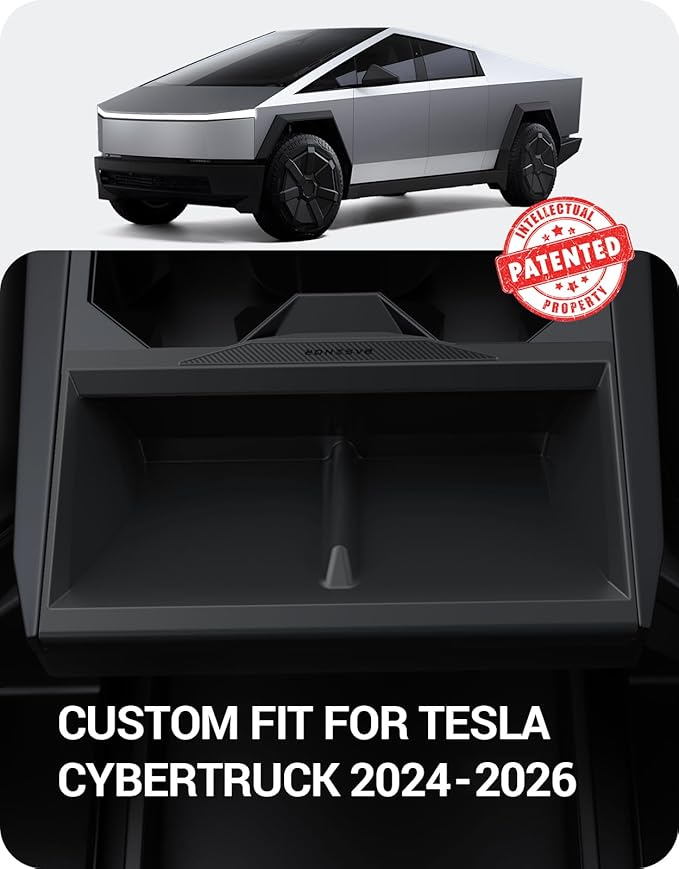 BASENOR 2026 Tesla Cybertruck Wireless Charging Pad Mat [Proprietary Design] Anti-Slip Silicone Center Console Organizer Cover, Waterproof & Dustproof for 2024-2026 Tesla Cybertruck Accessories