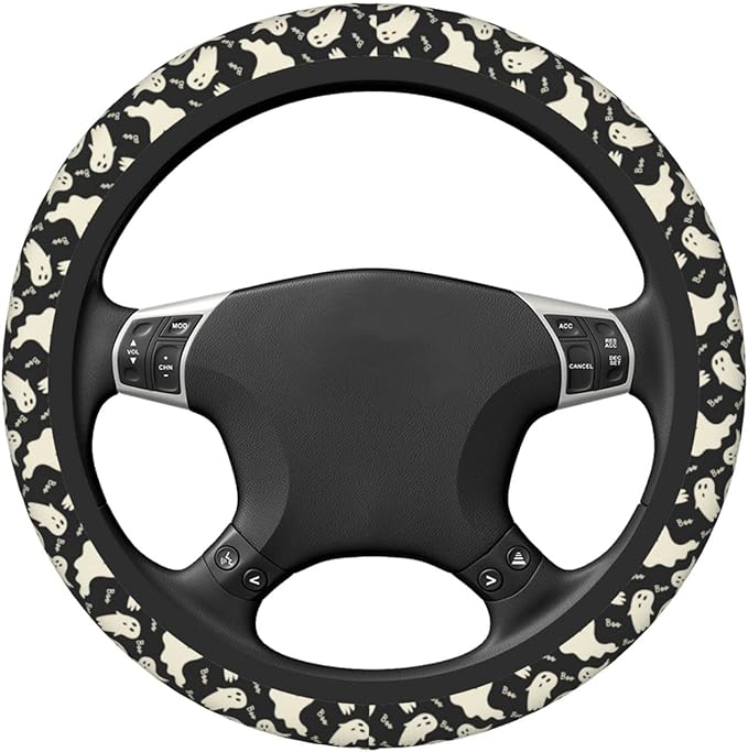 Ghost Pattern Steering Wheel Cover Universal 15 Inch Cute Car Accessories Protector for Women Men
