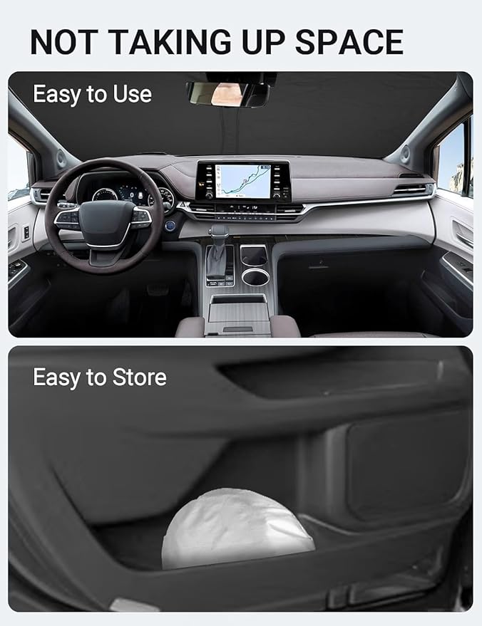 Proadsy Windshield Sun Shade for Sienna Mini Van 2021-2025 2026 4-Layer Foldable Front Sunshade Protector Sun Visor Blocks UV Rays Keep Car Cooler