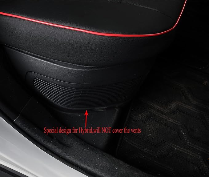 EKR Rav4 Seat Covers Custom Fit for Toyota Rav4 (Hybrid) SE/XSE & (PHEV) GR Sport 2026, Car Seat Cover Full Set for SUV,Factory-Style Upgrade, Easy-Wipe Protection,Faux Leather(Black with Red Piping)