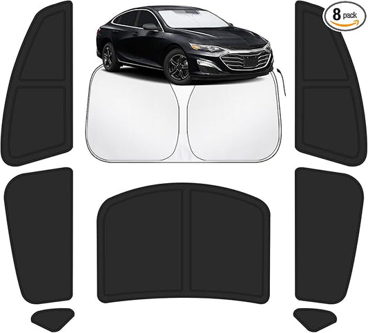 Car Window Shades Intended for Chevrolet Malibu 2016-2024, Privacy Window Covers 8PCS for Side, Rear & Windshield, Car Shield Sunshade for Privacy Protection, Heat Blocking, Camping and Parking