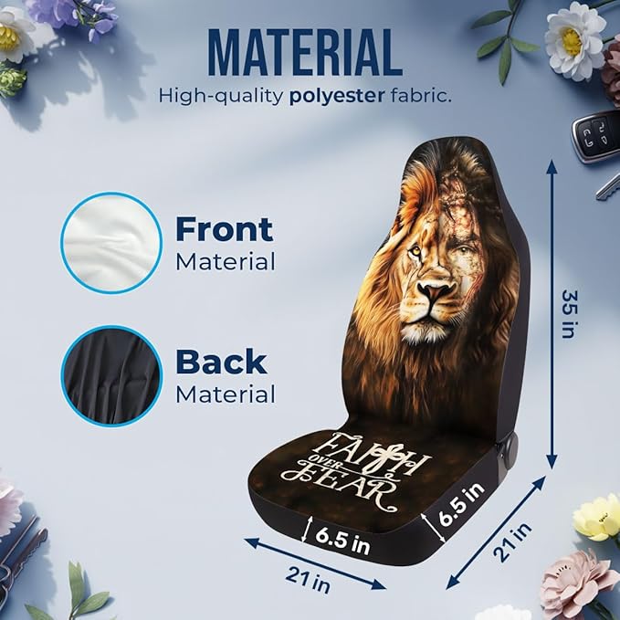GENANY Lion of Judah Car Seat Covers Set of 2, Breathable Front Seat Covers for Truck Sedan SUV, Christian Car Accessories, Christian Gift for Women Men