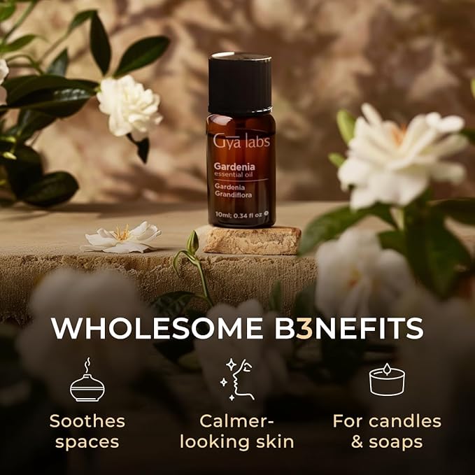 100% Pure Gardenia Essential Oil - 0.34 Fl Oz - Gardenia Oil for Hair, Skin, Diffuser, Aromatherapy & DIY Candle Making Scent