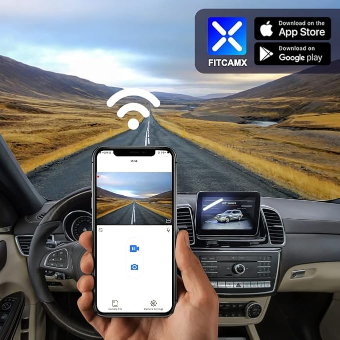 Fitcamx 4K Dash Cam Suitable for Mercedes-Benz GLE GLS 2016-2019 (Model B) W166 X166, OEM Factory Look, UHD 2160P Video, Loop Recording, Built-in WiFi & APP, G-Sensor, Easy to Install, 64GB Card