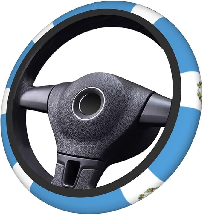 Universal Steering Wheel Cover for Women Men, Non-Slip Guatemala Guatemalans Flag Car Accessory, 14"-15" Fit for Cars, SUVs, Trucks (Guatemala)