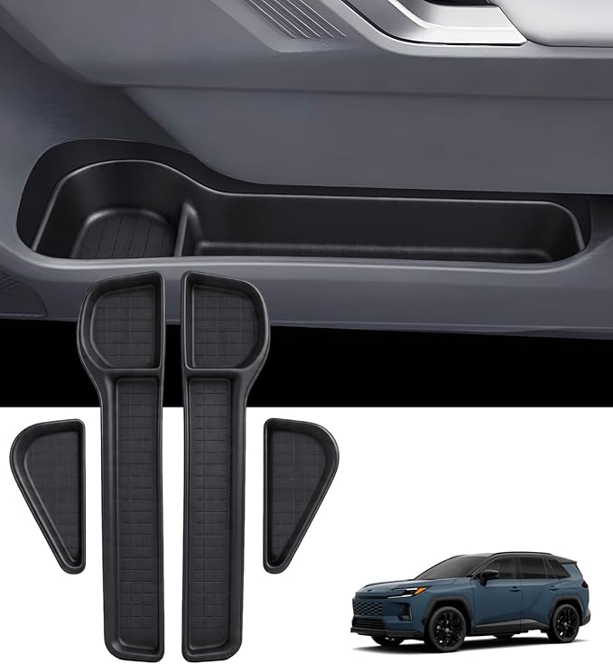 4PCS Door Side Organizer Storage Tray for Toyota RAV4 Interior Accessories, Front & Rear Door Storage Insert Tray for 2026 RAV 4, Black