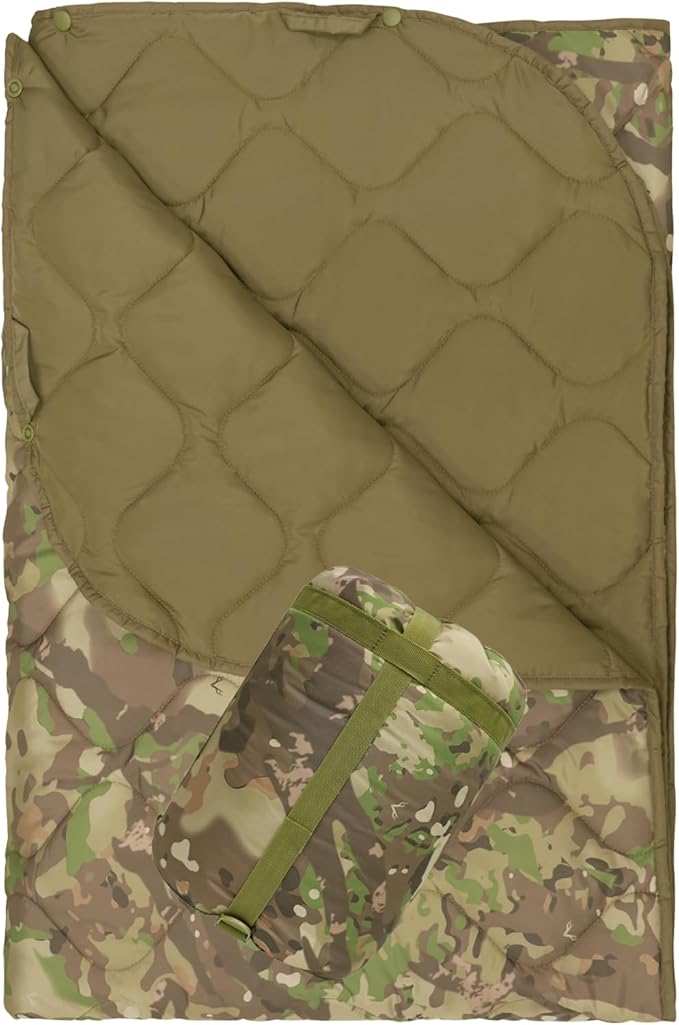 Military Poncho Liner 55”x 79” Camping Blanket Insulation Compact Waterproof for Travel Stadium Outdoor Camping