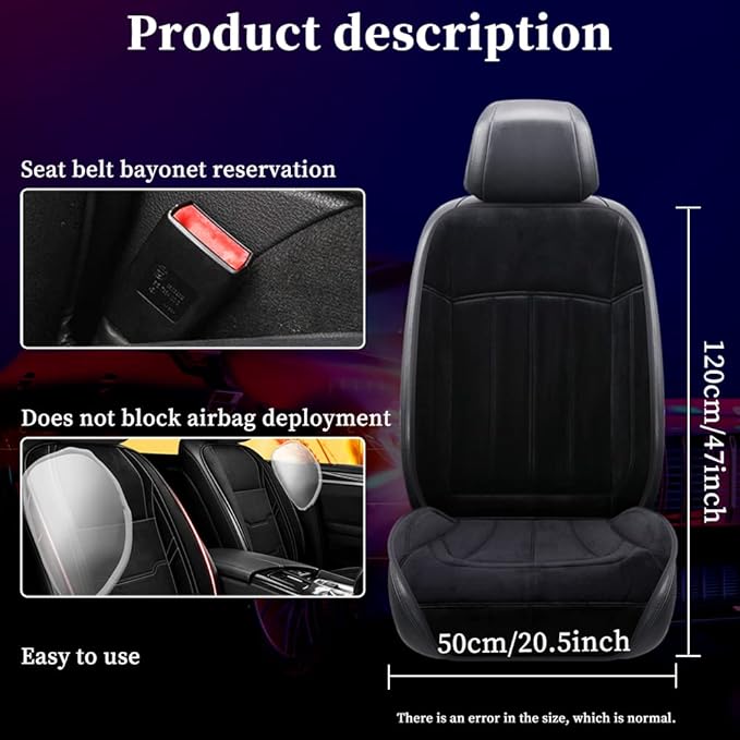 Car Seat Cushion Chair Cushion Auto Seat Cushion for Full Back and Seat, Velour Seat Car Cushion Front Chair Pad, Seat Cushion for Car Seat Driver 1 Pack (NH001-1pcs/Black)