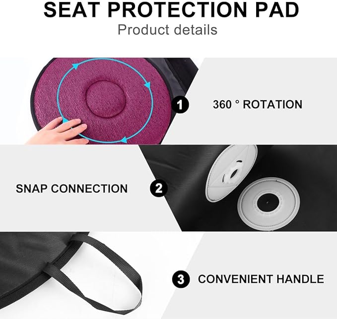 Rotating Car Seat Cushion 360 Degree Swivel Pad with Anti-Slip Base Lightweight Portable for Elderly Pregnant and Mobility Support Use at Home Office or Vehicle