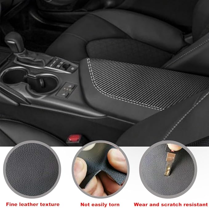 Blazeray Car Center Console Armrest Cover for Toyota Camry 2018-2023 Interior Accessories Leather Anti-Scratch Elbow Arm Rest Cover Cushion Pad Protector Saver (Black with Carbon Fiber Leather)