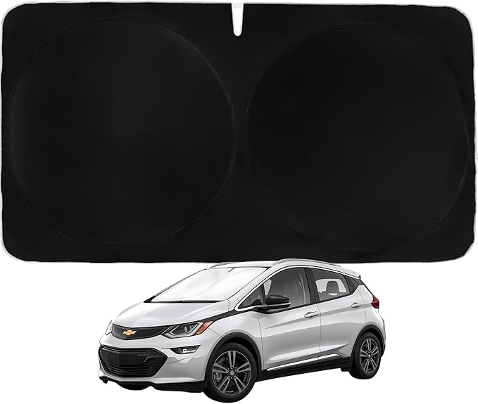 Windshield Sun Shade -Certified 99.87% UVB & 99.02% UVA Car Sun Shade. Award Winning Sunshade - Patented Technology | Compatible for Chevrolet Bolt EUV (2022-2024) | Car Shades by Kinder Fluff