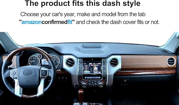 Dash Cover Mat Custom Fit for Toyota Tundra 2014-2021 Dashboard Cover Pad Carpet Protector F108(Black)