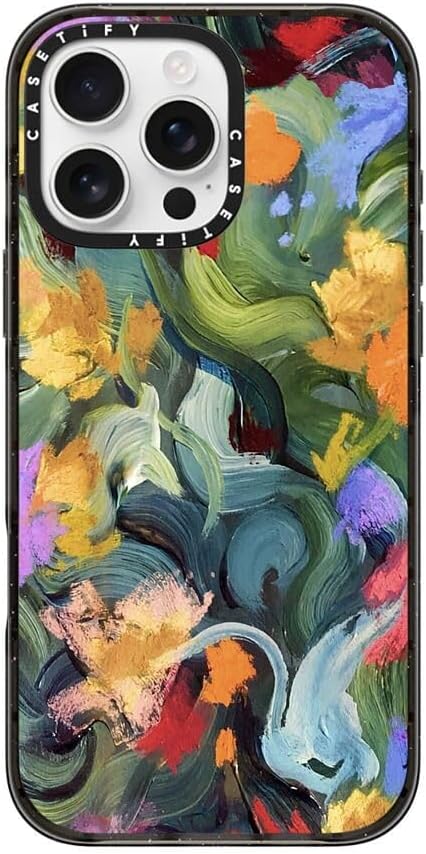 CASETiFY Impact Case for iPhone 16 Pro Max [8.2ft 4X Military Grade Drop Protection/Compatible with Magsafe] - in The Tulips - Clear Black