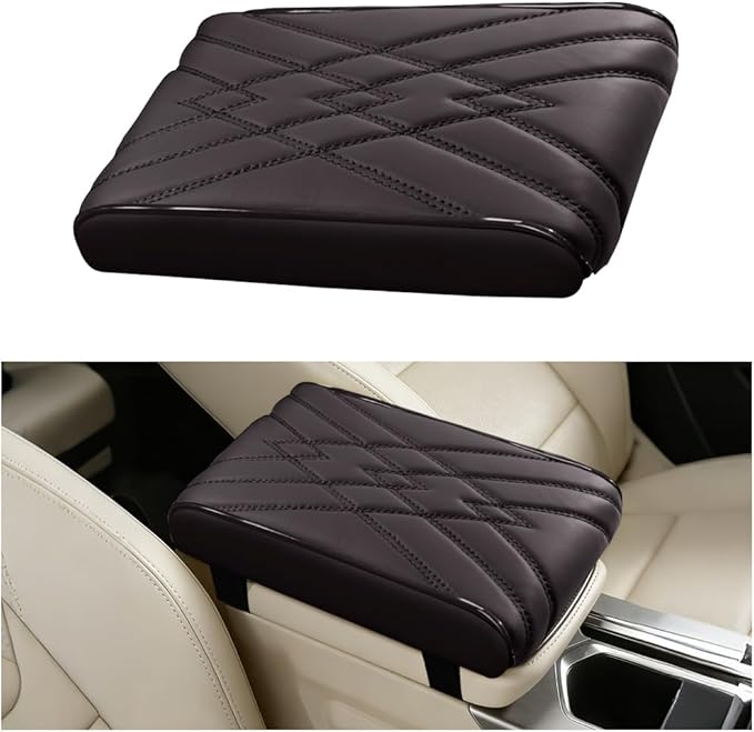 Car Center Console Cover, Memory Foam Vehicle Arm Rest Seat Box Cushion Pad, Scratch & Wear Resistant Automotive Middle Console Protector, Universal for SUV Automobile Truck (Coffee)