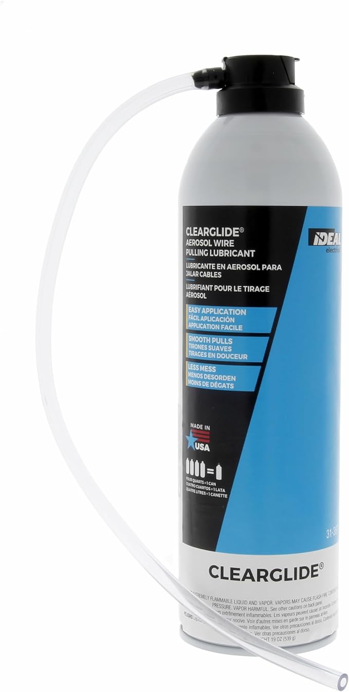 Ideal Electrical ClearGlide Aerosol Wire Lubricant, 19 oz. Can (31-387), Portable, Mess-Free Spray Lubricant, Cable Lube for Wire Pulls with Precision Nozzle