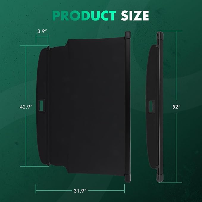 SCITOO Cargo Cover 2021-2024 Fit for Ford Bronco 2.3L 2021-2024 Fit for Ford Bronco 2.7L 2022-2024 Fit for Ford Bronco 3.0L Upgraded Retractable Rear Trunk Cover with Aluminum PVC&Plastic