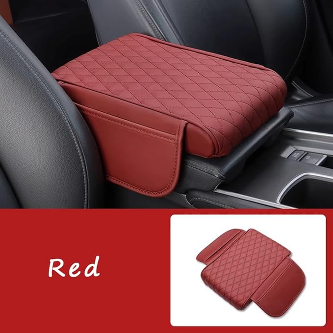 Car Armrest Cushion for Mazda CX-30 2019–2025 2026 DM,Multifunctional Car Armrest Heightening Pad,Car Center Console Cover,Waterproof Nappa Leather Arm Rest Protector,Red