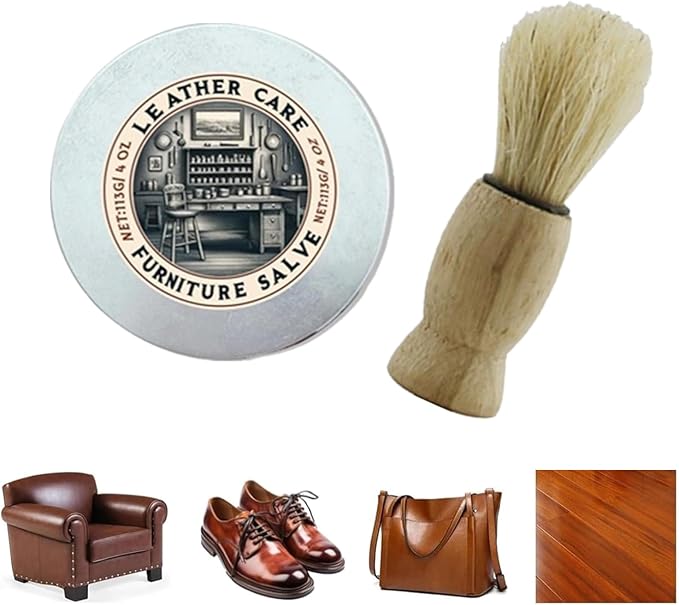 Leather Salve, 2025 Upgrade Leather & Wood Furniture Repair Salve with Brush, Furniture Salve for Leather Wood, Household Leather Upholstery Cleaners for Home, Easy to Apply (1pc)