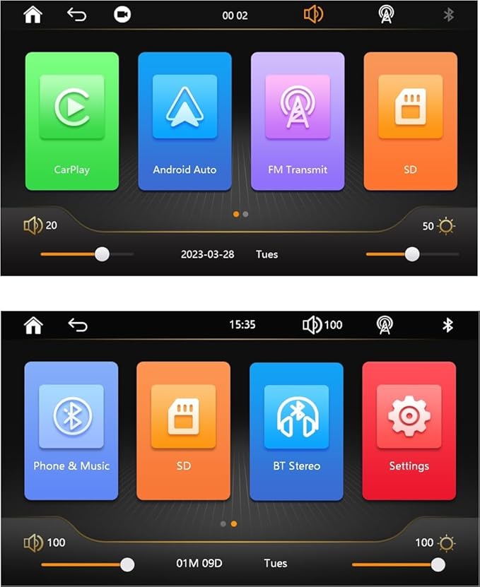 7" HD Screen Wireless carplay via Bluetooth Support iPhone carplay and Android Auto, with Mirror Link/Voice Control/FM/TF Card/USB/AUX