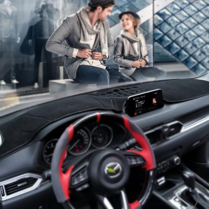 BEERTE Updated Custom Black Dash Cover Fit for Mazda CX5 2026 2025-2017 Nonslip Dashboard Mat Polyester Sunshade Dashboard Protector (Without HUD)