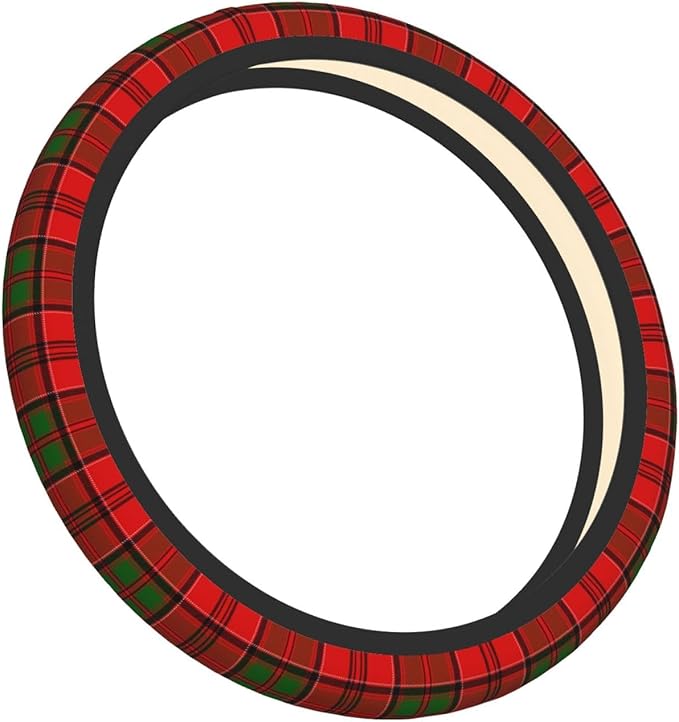Thickened Elastic Steering Wheel Cover, Grant Scottish Plaid Printed Tartan Ultra, Soft, Breathable, Fit for Cars, SUVs, Trucks, Stylish Comfortable Grip