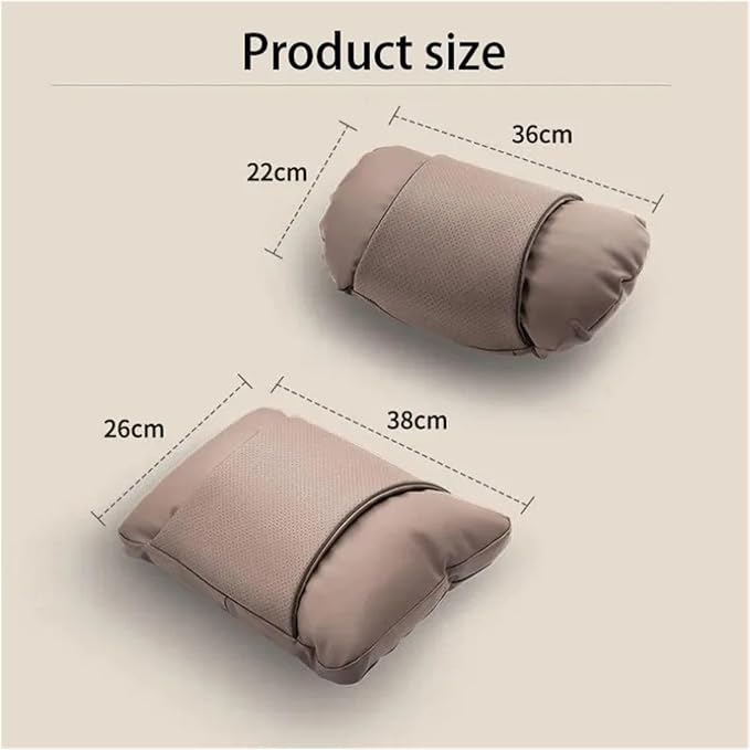 1/2PCS PU Leather Car Neck Pillow & Lumbar Support Cushion, Breathable Universal Seat Headrest Waist Pad, Soft Support Cushion for Daily Driving and Travel(F Style headrest)