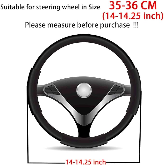 Suede Steering Wheel Cover,Compatible with Subaru BRZ 2016-2023 Suede Leather Sport Non-Slip Wheel Cover Car Interior Accessories 14-14 1/4 inch for Man and Women