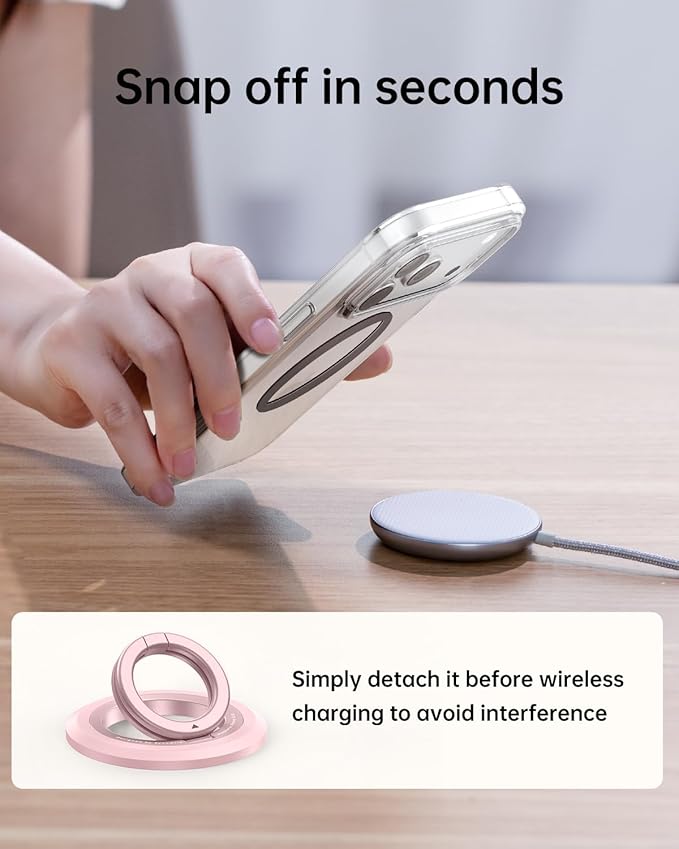 SYNCWIRE for MagSafe Ring Phone Holder, 360° Rotation Magnetic Cell Phone Grip Dual-Sided Magnets Phone Ring Kickstand Compatible with iPhone 17 16 15 14 13 12 Pro Max MagSafe, Android, Samsung etc.