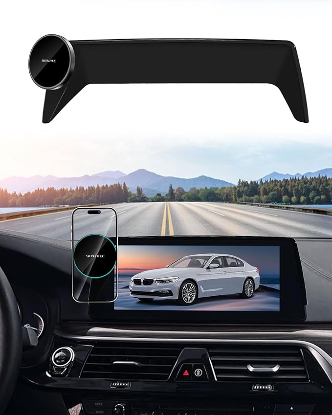 SKYLOTEC Phone Holder for BMW 5 Series M5 2017-2020 Accessories 10.25-Inch Screen Fixed Clip, Car Magnetic Phone Mount Compatible with MagSafe, Strong Magnets 15W Wireless Charger Cell Phone Holder