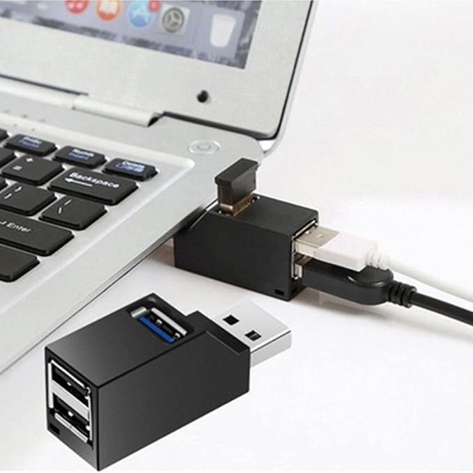 USB Port Splitter,3 Port USB 2.0 hub Dock [2 Pack] Mini USB Hub, 3 Port 3.0 USB Hub High Speed Splitter Plug and Play, USB Splitter Adapter Portable for PC, Laptop - Black