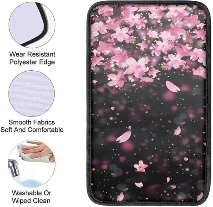 Coldinair Cherry Blossom Universal Car Center Console Pad Soft Armrest Protector Cover Fit for Most Vehicle,SUV,Truck,Car Interior Accessories Decor,Pink