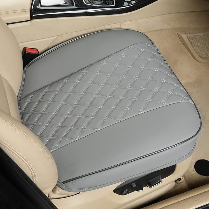 Black Panther PU Car Seat Cover, Front Seat Protector Compatible with 90% Vehicles,Embroidery,Anti-Slip & Full Wrapping Bottom W55cm*D54cm(21.65''*21.26'')(1Piece,Gray)