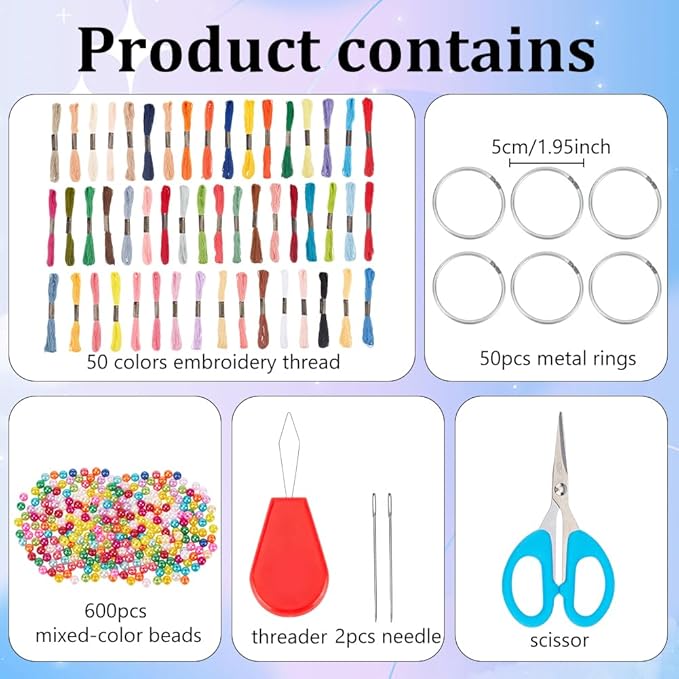 INFUNLY 50 Sets DIY Small Dream Catcher Kits for Beginners Colorful Handmade Boho Dream Catchers Kit DIY Mini Dream Catcher Making Kit for Starters Bedroom Car Mirror Bag Decoration Craft Gift