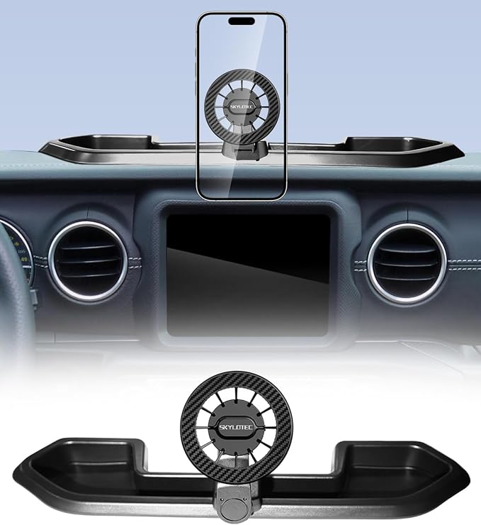 Car Phone Holder for Jeep Wrangler JL 4XE 2021 2022 2023 Accessories Automobile Cradles Magnetic Phone Mount Compatible with MagSafe, Strong Magnets Dashboard Mount Dash Tray (Not Fit 4X4/Gladiator)