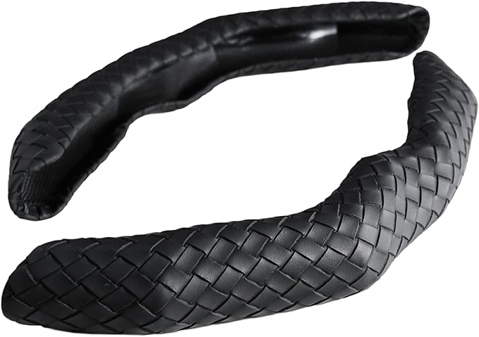 Quick Install Braided Pattern Nappa Leather Steering Wheel Grips,Woven Texture Car Steering Wheel Cover,for Women,for 14 to 15.5 inches Sedan Coupe SUV