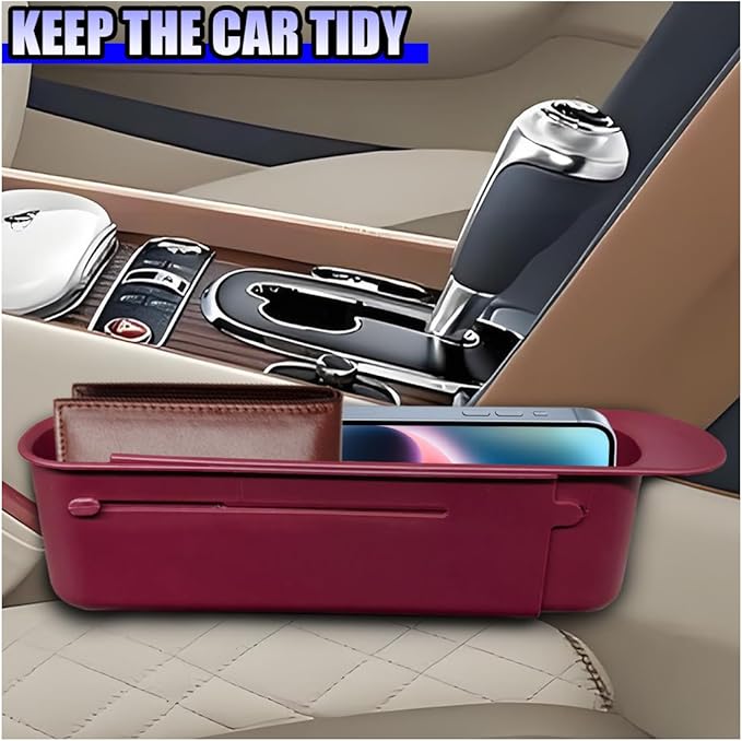 YoRise Car Seat Gap Filler, Multifunctional Car Seat Organizer, Phone Holder Between Seats & Console, Automotive Storage Box Accessories for Keys, Sunglasses, Cards, Phones (Red)