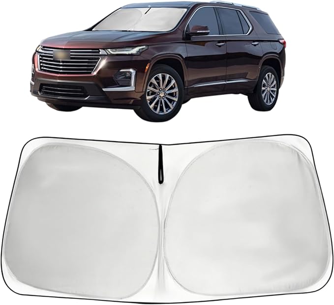 Windshield Sun Shade for 2018-2025 2026 Chevy Traverse (LS, LT, RS, Redline, Premier, High Country), Front Window Sunshade for Chevrolet Traverse, Folable Sun Visor Cover Block Out Rays & Heat