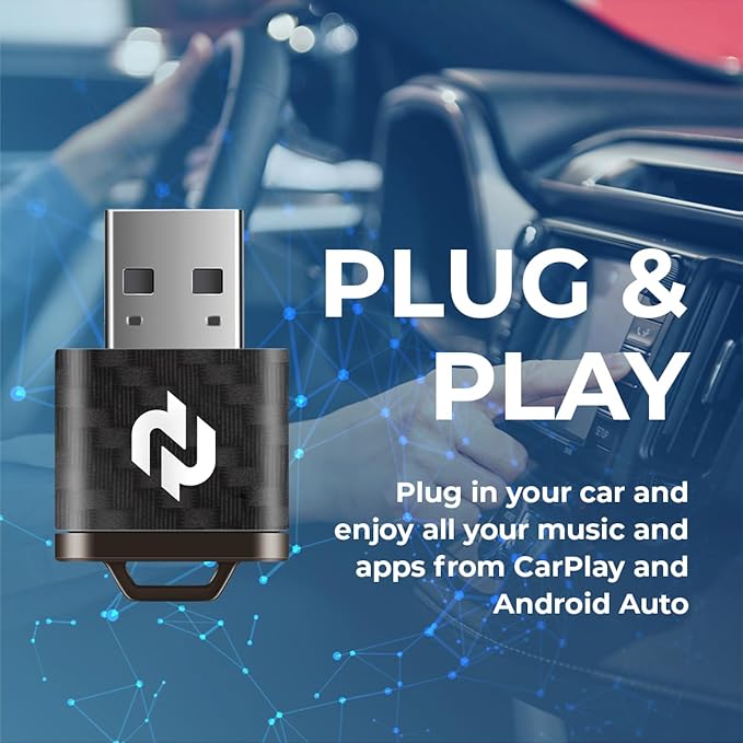 N Wireless CarPlay Adapter Upgrade – Faster & More Stable Wireless Apple CarPlay for Wired CarPlay Vehicles, 5GHz WiFi Performance, Plug & Play USB Dongle, Quick Pairing