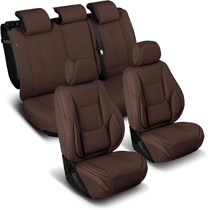 Coverland Custom Fit Car Seat Covers for Car Compatible with [2014-2022 Acura RLX] Premium Leather Non-Slip Memory Foam Waterproof Interior Seat Protector [Full Set Dark Brown- Size Chart X71]