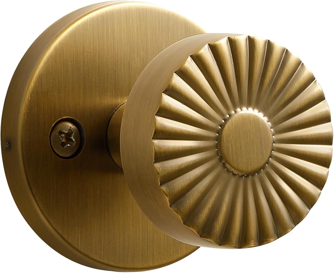 Passage Door Knob Antique Brass Retro Door Knob, Interior Hall Closet Vintage Door Handle Kitchen Pantry Laundry Room Brushed Doorknob, Stainless Steel Knob, 1 Pack
