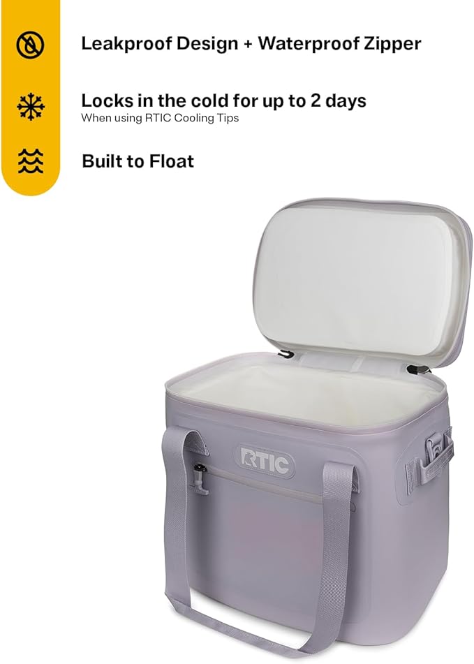 RTIC Ultra-Tough Soft Cooler 30 Can, Insulated Bag Portable Ice Chest Box for Lunch, Beach, Drink, Beverage, Travel, Camping, Picnic, Car, Trips, Floating Cooler Leak-Proof with Zipper