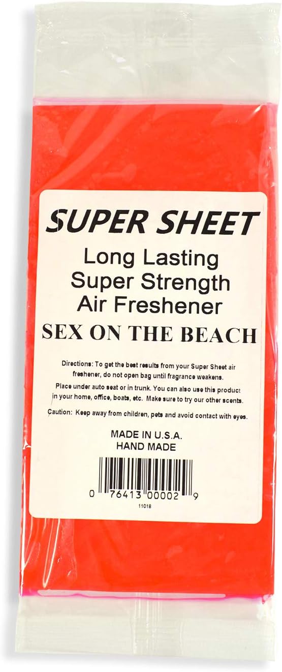 Super Sheet Small (7.5"x3.75") Under Seat Car Air Freshener (Sex on the Beach)