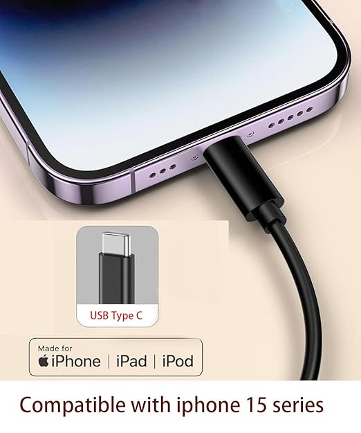 2 Pack 3.3Ft iPhone 15/16/17 CarPlay USB C Cable [MFi Certified] - USB-A to USB-C Car Charger Cord for iPhone 17 Air 16 16E 15 Pro Max Plus, iPad USB C Charging Wire for iPad/IPad Pro (Black)