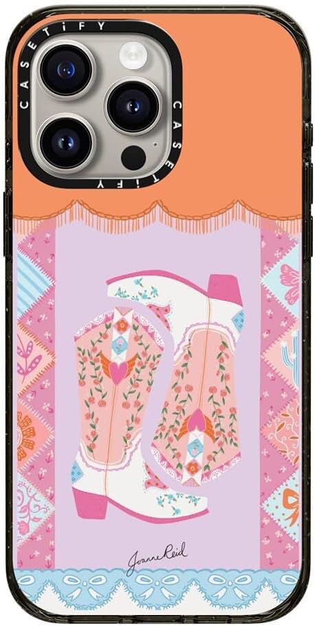 CASETiFY Impact Case for iPhone 15 Pro Max [8.2ft 4X Military Grade Drop Protection/Compatible with Magsafe] - Cowgirl Boots - Clear Black