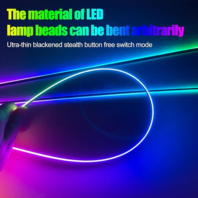 HMYC Acrylic Interior Car LED Strip Light with APP, 18-in-1 128 Colorful 6 Pieces Fiber Optic Car Decoration Atmosphere Light Kits, Dual Zone Music Sync Rhythm RGB Neon Lighting for All Cars