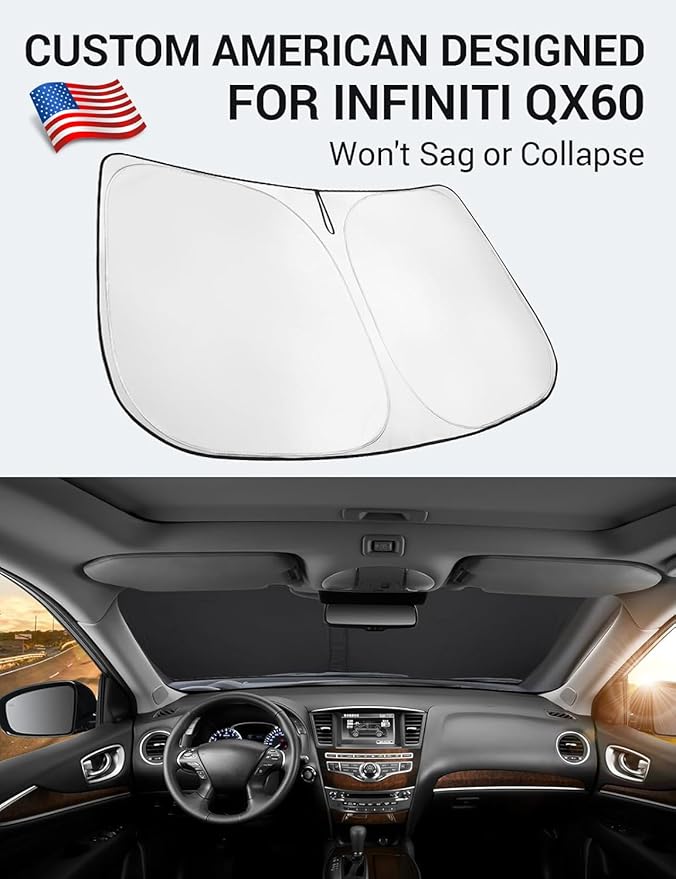 Proadsy 2026 Upgrade Front Windshield Sun Shade Foldable Sunshade Protector Custom Fit 2014-2021 Infiniti QX60 Accessories