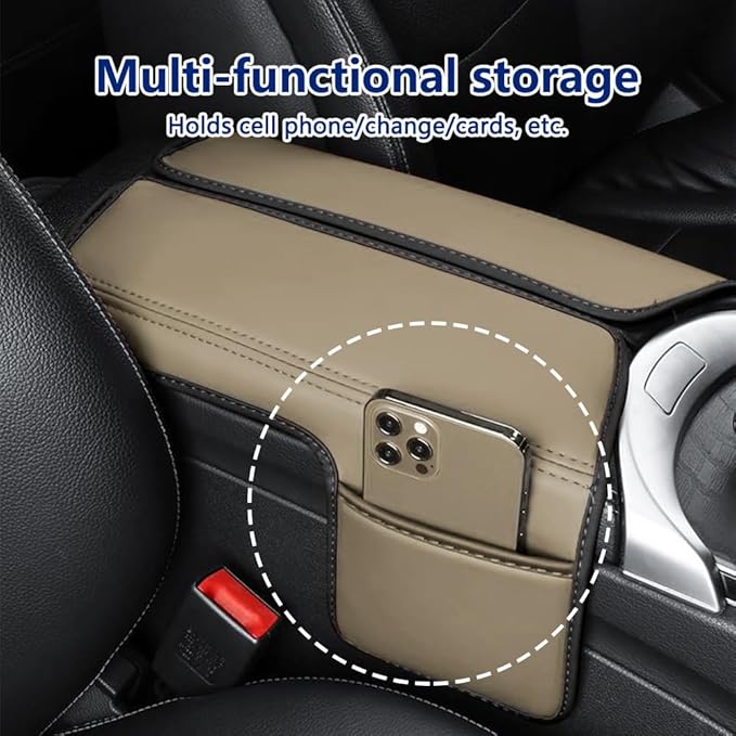Center Console Cover Compatible with Mercedes Benz E Class W213 E200 E250 E300 E400 E450 2017-2023 and GLS Class C257 CLS450 2019-2023 Armrest Cover Pad Leather Cushion Protector with Pocket